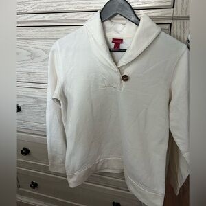Merona Collared Ivory Sweatshirt, Size Small